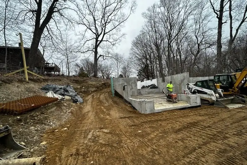 Foundation and site work in progress